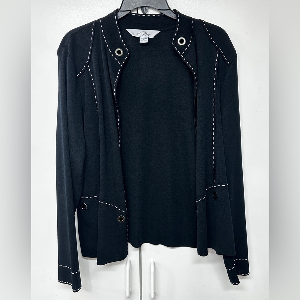 Ming Wang Black Large Women's Jacket with White Stitching